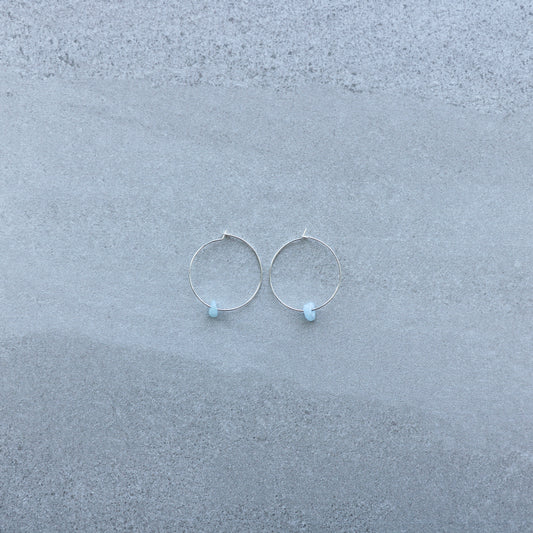 hoop aquamarine earring