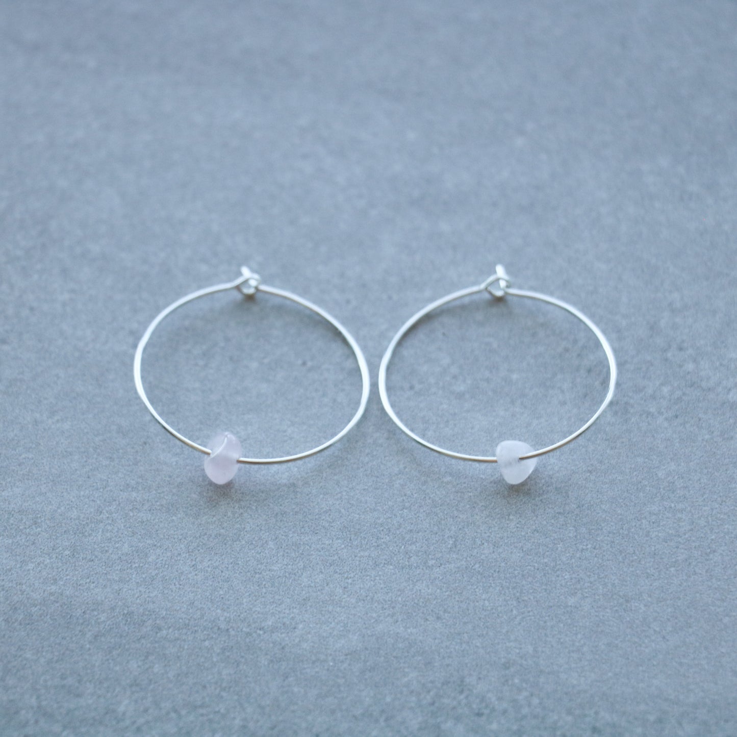 hoop rose quartz earring